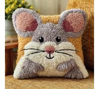 AxiangziK Kit de cojín con gancho de pestillo,Animales, ratones kits de bordado gancho de pestillo para principiantes,adultos o niños,43x43cm
