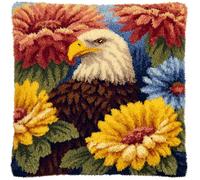 AxiangziK Kit De Cojín De Gancho De Pestillo,Águilas calvas y flores florecientes,Kit De Almohada De Punto De Aguja,DIY Manualidades Adultos Set Creativo Regalo Bordado,43x43cm