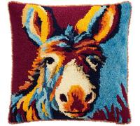 AxiangziK Kit De Cojín De Gancho De Pestillo,Animal burro,Kit De Almohada De Punto De Aguja,DIY Manualidades Adultos Set Creativo Regalo Bordado,43x43cm