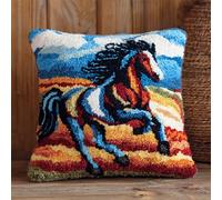 AxiangziK Kit De Cojín De Gancho De Pestillo,Animal Caballo,Kit De Almohada De Punto De Aguja,DIY Manualidades Adultos Set Creativo Regalo Bordado,43x43cm
