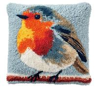 AxiangziK kit de cojín de gancho de pestillo,Animal petirrojo,kit de bordado,ganchos para niños y adultos,sofá,manualidades de costura,43x43cm