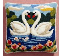 AxiangziK Kit De Cojín De Gancho De Pestillo,Dos cisnes blancos,Kit De Almohada De Punto De Aguja,DIY Manualidades Adultos Set Creativo Regalo Bordado,43x43cm