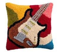 AxiangziK Kit De Cojín De Gancho De Pestillo,Guitarra colorida,Kit De Almohada De Punto De Aguja,DIY Manualidades Adultos Set Creativo Regalo Bordado,43x43cm