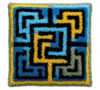 AxiangziK Kit De Cojín De Gancho De Pestillo,Patrón de laberinto de líneas azules,Kit De Almohada De Punto De Aguja,DIY Manualidades Adultos Set Creativo Regalo Bordado,43x43cm