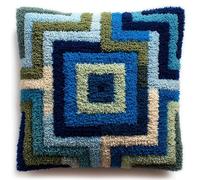 AxiangziK kit de cojín de gancho de pestillo,Patrón de laberinto de líneas azules,kit de bordado,ganchos para niños y adultos,sofá,manualidades de costura,43x43cm