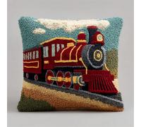 AxiangziK kit de cojín de gancho de pestillo,Tren de dibujos animados,kit de bordado,ganchos para niños y adultos,sofá,manualidades de costura,43x43cm