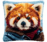 AxiangziK Kit De Cojín De Gancho De Pestillo,Un panda con ropa,Kit De Almohada De Punto De Aguja,DIY Manualidades Adultos Set Creativo Regalo Bordado,43x43cm