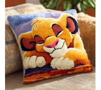 AxiangziK Kit de cojín de gancho para alfombra,Un cachorro de león durmiendo Kit de gancho de pestillo para adultos,funda de almohada de costura de manualidades,43x43cm
