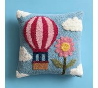 AxiangziK Kit De Cojín Gancho De Pestillo,Globo aerostático de dibujos animados,kit de gancho de pestillo de cojín,de bordado de cojín para niños,43x43cm