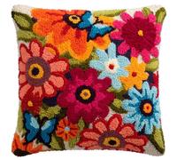 AxiangziK Kit De Ganchillo para Hacer Fundas De Almohada,Hermosas flores de mariposa,Kit De Gancho De Cierre,Bordado Punto De Cruz para Niños Y Adultos,43x43cm