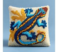 AxiangziK Kit De Ganchillo para Hacer Fundas De Almohada,Lagarto animal,Kit De Gancho De Cierre,Bordado Punto De Cruz para Niños Y Adultos,43x43cm
