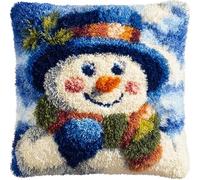 AxiangziK Kit De Ganchillo para Hacer Fundas De Almohada,Lindo muñeco de nieve,Kit De Gancho De Cierre,Bordado Punto De Cruz para Niños Y Adultos,43x43cm