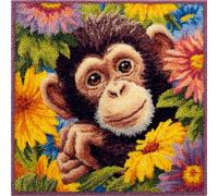 AxiangziK Kit De Ganchillo para Hacer Fundas De Almohada,Mono de flores,Kit De Gancho De Cierre,Bordado Punto De Cruz para Niños Y Adultos,43x43cm