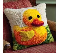 AxiangziK Kit De Ganchillo para Hacer Fundas De Almohada,Pato de dibujos animados,Kit De Gancho De Cierre,Bordado Punto De Cruz para Niños Y Adultos,43x43cm