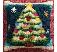 AxiangziK Kit de gancho de cierre de almohada,árbol de Navidad,Latch Hook Kits,bordado para adultos de gancho y pestillo,decoración Soafa,43x43cm