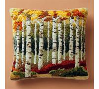 AxiangziK Kit de gancho de cierre de almohada,Paisaje de bosque de abedules,Latch Hook Kits,bordado para adultos de gancho y pestillo,decoración Soafa,43x43cm
