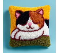 AxiangziK Kit de gancho de cierre de almohada,Un gato durmiendo Latch Hook Kits,bordado para adultos de gancho y pestillo,decoración Soafa,43x43cm