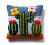 AxiangziK Kit de gancho de cierre,Flor de cactus de dibujos animados,coloridos kits de alfombra de gancho impreso para adultos y niños,manualidades de costura,43x43cm