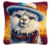 AxiangziK Kit de gancho de pestillo para adultos,animal alpaca,kits de bordado,DIY Hecho a Mano Hogar Sofá Navidad Cojín Decoración,43x43cm