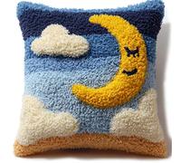 AxiangziK Kit de gancho de pestillo para adultos,Estrellas y luna de dibujos animados,kits de bordado,DIY Hecho a Mano Hogar Sofá Navidad Cojín Decoración,43x43cm