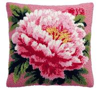 AxiangziK Kit de gancho de pestillo para adultos,Hermosas flores de peonía,kits de bordado,DIY Hecho a Mano Hogar Sofá Navidad Cojín Decoración,43x43cm