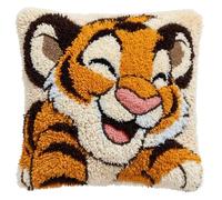 AxiangziK Kit de gancho de pestillo para adultos,Un pequeño tigre feliz kits de bordado,DIY Hecho a Mano Hogar Sofá Navidad Cojín Decoración,43x43cm