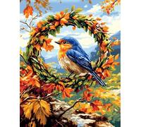AxiangziK Kit de Punto de Cruz Para Estampado,El pajarito posado sobre la corona,11CT Quilates Adultos Kits de Bordado Preimpreso,Decoración Del Hogar,30x40cm