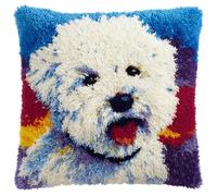 AxiangziK kits de gancho de pestillo,Animal lindo perro,almohada,bricolaje,ganchillo,manualidades para niños,adultos y principiantes,43x43cm