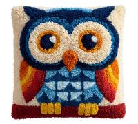 AxiangziK kits de gancho de pestillo,Búho de dibujos animados almohada,bricolaje,ganchillo,manualidades para niños,adultos y principiantes,43x43cm