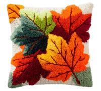 AxiangziK Kits de gancho de pestillo para adultos,hojas de arce,funda de cojín para sofá,kit de fundas para cojines,Lienzo de color preimpreso,43x43cm