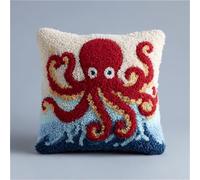 AxiangziK Kits de gancho de pestillo para adultos,Pulpo de dibujos animados,funda de cojín para sofá,kit de fundas para cojines,Lienzo de color preimpreso,43x43cm