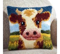 AxiangziK Kits de gancho de pestillo para adultos,vacas en el prado funda de cojín para sofá,kit de fundas para cojines,Lienzo de color preimpreso,43x43cm