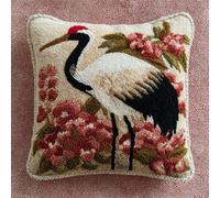 AxiangziK kits de gancho de pestillo para principiantes adultos,Flores y grullas de corona roja,Kit de cojín de gancho de pestillo bordado,funda de cojín de sofá,43x43cm