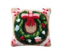 AxiangziK Latch Hook Cushion Kit,Dibujos animados de Papá Noel,Latch Hook Kit for Beginners Adults or Children,Latch Hook christmas gifts,17x17in