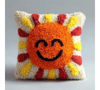 AxiangziK Latch Hook Cushion Kit,sol sonriente de dibujos animados,Latch Hook Kit for Beginners Adults or Children,Latch Hook christmas gifts,17x17in