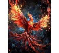 AxiangziK punto de cruz kit completo para principiantes 11CT Ave fénix roja,Conjunto de Kit de Punto de Cruz de Bordado costura patrón de bordado,40x50cm