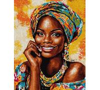 AxiangziK retrato de dama bordado DIY kit de entrada simple bordado,mujer africana,Bordado a Mano DIY adultos principiantes Set de inicio de preimpreso,40x50cm
