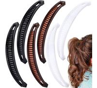 Axicvloes 6 pinzas de pelo de plátano para mujer, pasadores planos de doble peine, antideslizantes, grandes, accesorios para cabello largo, corto y grueso (3 colores)