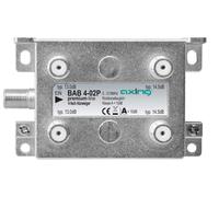 Axing BAB 4-02P Divisor de señal para Cable coaxial Gris - Splitter/Combinador de Cables (Divisor de señal para Cable coaxial, 5-1218 MHz, Gris, A, 14,5 dB, F)