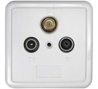 Axing SSD 2-10 enchufe toma cascada de antena satélite con tapa y marco (SAT, TV, Radio) blanco