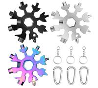 Axinyijia 3 Pièces Multiherramienta Copo de Nieve 18 en 1 Regalos de Hombre Multi Herramienta Copo de Nieve de Acero Inoxidable Pequeños Regalos para Hombres