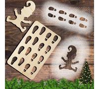 Axinyijia 4 Piezas Plantilla de Huellas de Gnomo, Accesorios de Plantilla de Piso de Huella de Madera, Plantillas de Gnomos para Pisos Ventanas Decoración Navidad (2Pcs)
