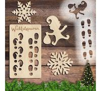 Axinyijia 4 Piezas Plantilla de Huellas de Gnomo, Accesorios de Plantilla de Piso de Huella de Madera, Plantillas de Gnomos para Pisos Ventanas Decoración Navidad (xuehua4)