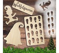 Axinyijia 4 Piezas Plantilla de Huellas de Gnomo, Accesorios de Plantilla de Piso de Huella de Madera, Plantillas de Gnomos para Pisos Ventanas Decoración Navidad (4Pcs)