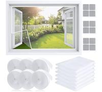 Axinyijia 6 Piezas Mosquiteras para Ventanas, 150x130cm Mosquitera Ventana con 6 Cinta Autoadhesiva, Mosquitera Corredera Protección Contra Mosquito Net Window (Blanco)
