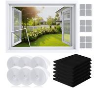 Axinyijia 6 Piezas Mosquiteras para Ventanas, 150x130cm Mosquitera Ventana con 6 Cinta Autoadhesiva, Mosquitera Corredera Protección Contra Mosquito Net Window (negro)