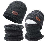 Axinyijia Gorro Invierno Hombre con Bufanda, Conjunto de Bufanda y Gorras de Hombre Invierno, Cappelli Foderato in Pile Sciarpa Ad Anello per Uomo (gris)