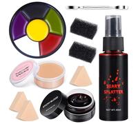 Axinyijia Set Maquillaje de Halloween con Sangre Falsa Pintacaras de Cara Maquillaje Halloween para Adulto Niño Zombie Vampiro Cosplay