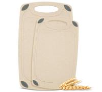 AXIOM CREATIONS Juego de tablas de cortar reversibles de 2 piezas hechas de material natural de paja de trigo de grado alimenticio, alternativa ecológica al plástico, tablas de cortar sin gluten y sin