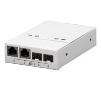 Axis T8606 Media Converter Switch 24V DC para Montaje en Carril DIN con 2 Puertos RJ45 y 2 Ranuras SFP, Blanco, 10/100 Mbps, Conversor Ethernet a Fibra Óptica